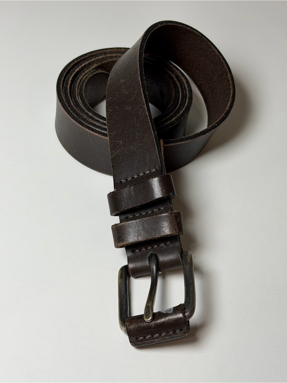 RICHARDS Fine Attire Genuine Leather Made in USA Brown Belt Antique Metal Buckle